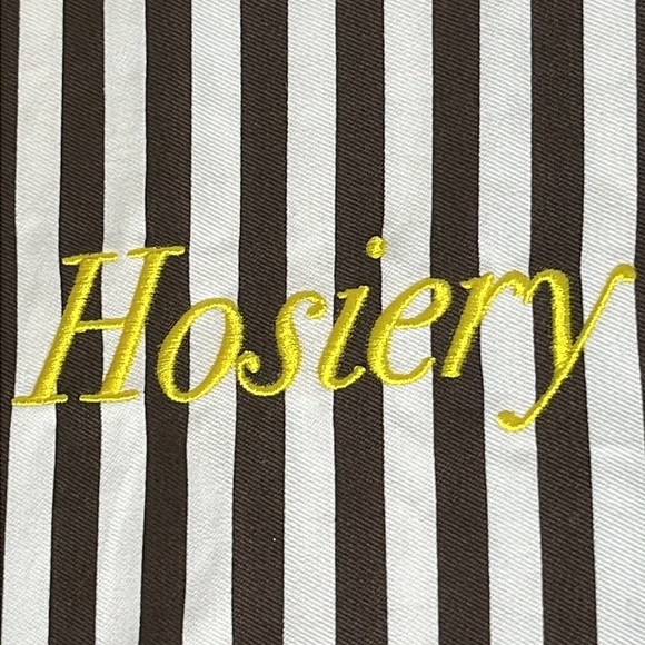 Henri Bendel Hosiery/Dust Bag - 12x16 drawstring dark brown & white stripe - Picture 5 of 8